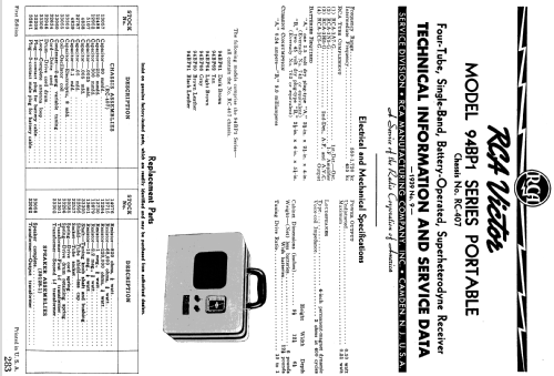 94BP1 Ch= RC-407; RCA RCA Victor Co. (ID = 984789) Radio