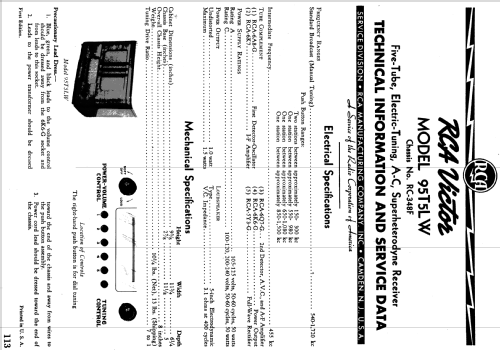 95T5LW Ch= RC-348F; RCA RCA Victor Co. (ID = 975861) Radio