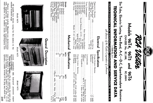 96T5 Ch= RC-399; RCA RCA Victor Co. (ID = 984388) Radio