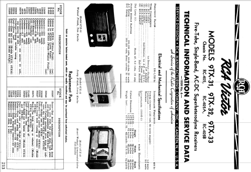 9TX-33 Ch= RC-405B; RCA RCA Victor Co. (ID = 983542) Radio