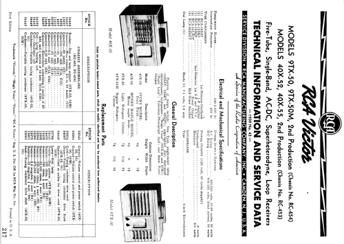 9TX-50M Ch= RC-454; RCA RCA Victor Co. (ID = 991372) Radio