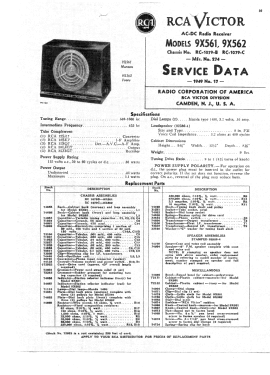 9X562 Ch= RC-1079C; RCA RCA Victor Co. (ID = 2803018) Radio