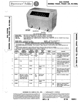 9X652 Ch= RC-1085A; RCA RCA Victor Co. (ID = 2802927) Radio