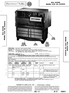 A82 Ch= RC-1094; RCA RCA Victor Co. (ID = 3033561) Radio