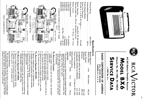 BX6 Ch= RC-1082; RCA RCA Victor Co. (ID = 1374748) Radio