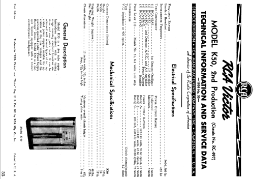 K50 Ch= RC-497; RCA RCA Victor Co. (ID = 978913) Radio