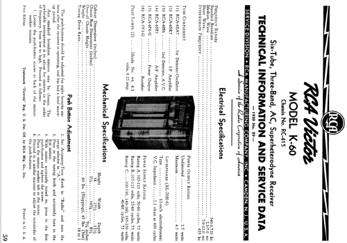 K60 Ch= RC-415; RCA RCA Victor Co. (ID = 978918) Radio