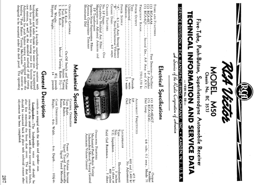 M50 Ch= RC357J; RCA RCA Victor Co. (ID = 986580) Car Radio