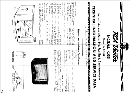 Q33 RC-539; RCA RCA Victor Co. (ID = 1069379) Radio