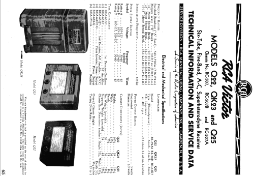 QK23 Ch= RC-507B; RCA RCA Victor Co. (ID = 1047634) Radio