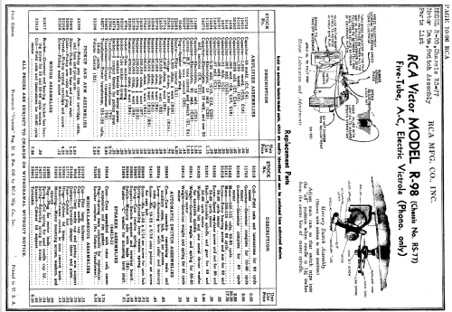 R-98 Victrola Ch= RS-77; RCA RCA Victor Co. (ID = 141170) Reg-Riprod
