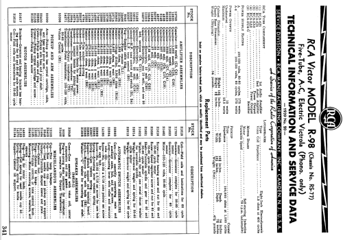 R-98 Victrola Ch= RS-77; RCA RCA Victor Co. (ID = 988677) Reg-Riprod