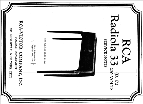 Radiola 33 DC; RCA RCA Victor Co. (ID = 993973) Radio