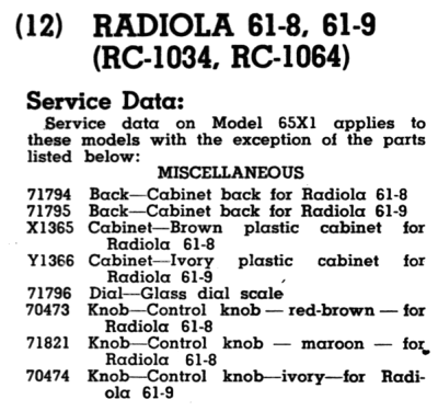 Radiola 61-8 Ch= RC-1034; RCA RCA Victor Co. (ID = 1115530) Radio