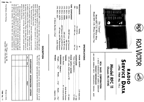 RFC11B 'The Taurus' Ch= RC-1210C; RCA RCA Victor Co. (ID = 1624277) Radio