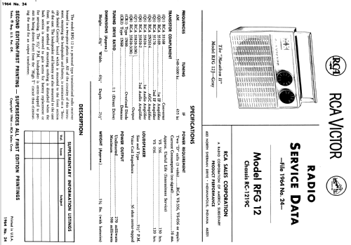 RFG 12J 'The Marathon II' Ch= RC-1219C; RCA RCA Victor Co. (ID = 1894178) Radio