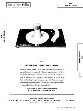 RP-168 Series; RCA RCA Victor Co. (ID = 2790750) R-Player
