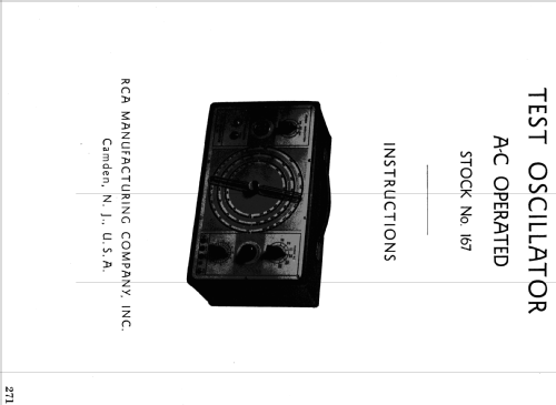 Test Oscillator 167; RCA RCA Victor Co. (ID = 1070081) Equipment