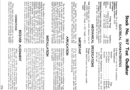 Test Oscillator 167; RCA RCA Victor Co. (ID = 1070082) Equipment