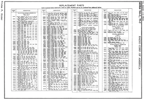 TRK-5 Ch= KC-3A, RC-429, RS- 89A; RCA RCA Victor Co. (ID = 660524) TV Radio