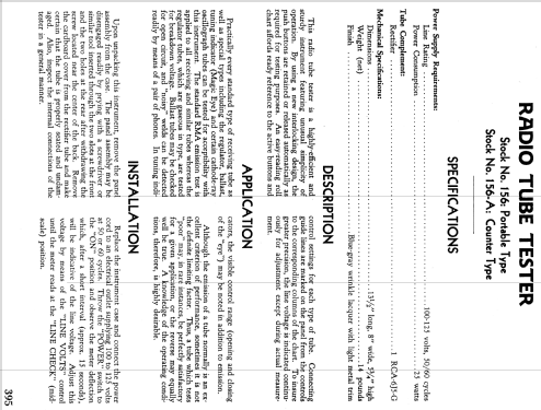 Tube Tester 156; RCA RCA Victor Co. (ID = 978798) Equipment
