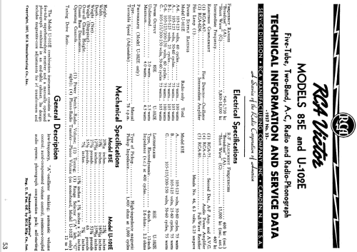 U102E ; RCA RCA Victor Co. (ID = 937363) Radio