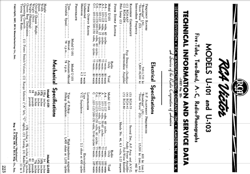 U103 ; RCA RCA Victor Co. (ID = 910699) Radio