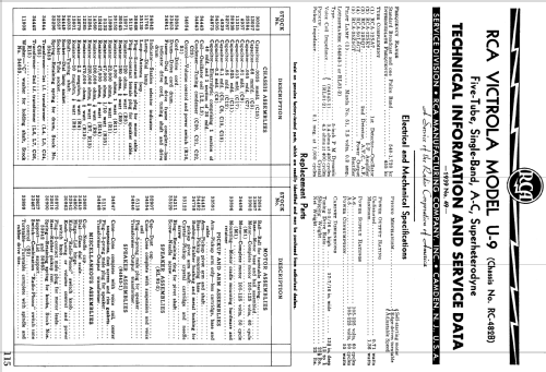 U9 Ch= RC-482B; RCA RCA Victor Co. (ID = 980991) Radio