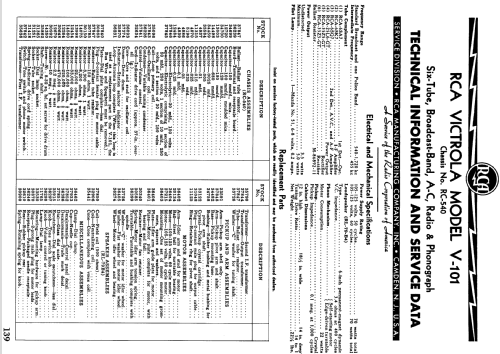 V-101 Ch= RC-540; RCA RCA Victor Co. (ID = 1048493) Radio