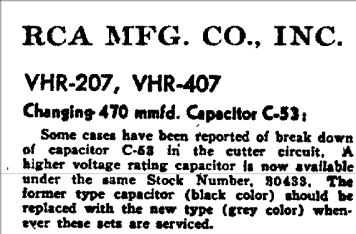 VHR407 Ch= RC-547A; RCA RCA Victor Co. (ID = 948298) Radio