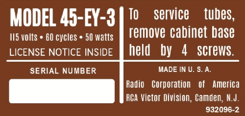Victrola 45-EY-3 Ch= RS-136B; RCA RCA Victor Co. (ID = 3129431) Enrég.-R