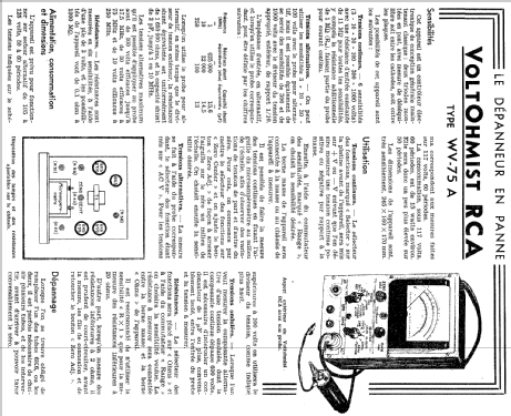 VoltOhmyst WV-75-A; RCA RCA Victor Co. (ID = 398860) Equipment