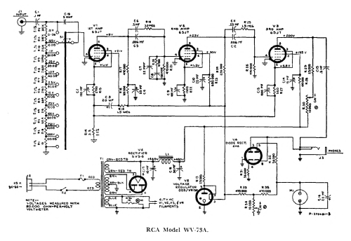 Audio Voltmeter WV-73A ; RCA Radiomarine (ID = 3080453) Equipment