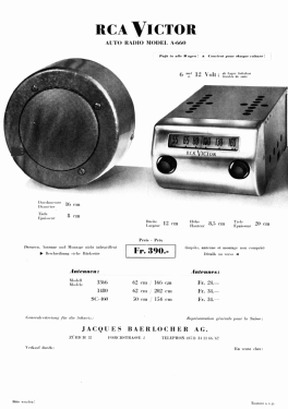 A660 ; RCA Victor (ID = 3070936) Car Radio