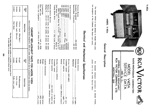 V405A ; RCA Victor (ID = 2231591) Radio