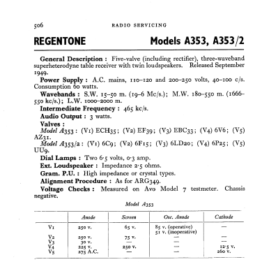 Twin-Tone A353; Regentone Brand (ID = 546509) Radio