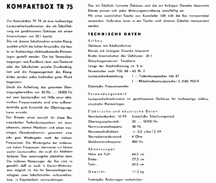 Lautsprecher-Box TR75; Reissmann (ID = 1282495) Parleur