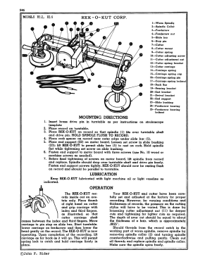 Record Cutter Assembly R16; Rek-O-Kut company; (ID = 2974376) Misc