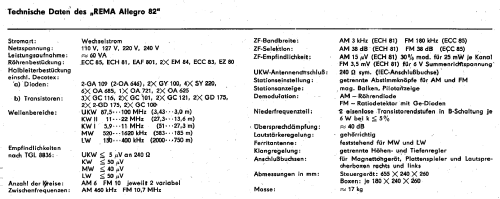 Allegro 82 B/C; REMA, Fabrik für (ID = 154881) Radio