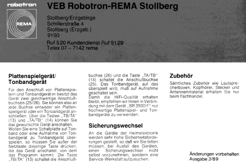 SR3930/1; REMA, Fabrik für (ID = 2015108) Radio