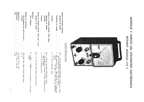 Voltimetro a valvula {VTVM} VV-1; Retex S.A.; (ID = 1532621) Equipment