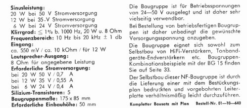 Endverstärker-Baugruppe 20/15 Watt BG 15; RIM bzw. Radio-RIM; (ID = 1705297) Ampl/Mixer