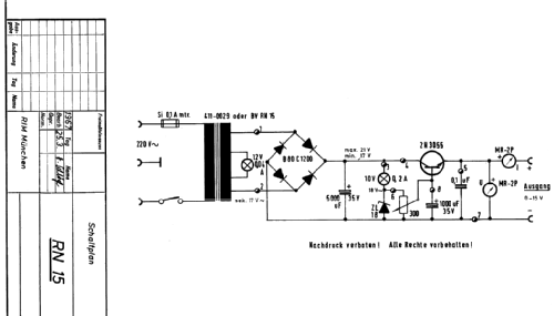 Regelbares Transistor-Netzgerät RN15; RIM bzw. Radio-RIM; (ID = 2476129) Power-S