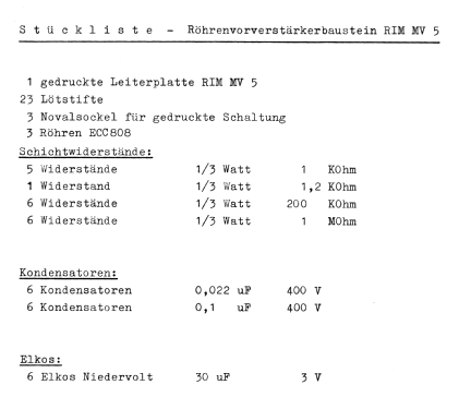 Röhrenvorverstärkerbaustein MV5; RIM bzw. Radio-RIM; (ID = 1723761) Ampl/Mixer