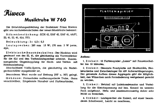 Musiktruhe W760; Riweco-Saar - siehe (ID = 88797) Radio