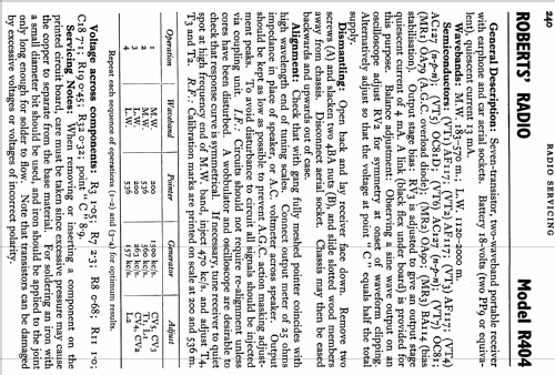 R404; Roberts Radio Co.Ltd (ID = 777412) Radio