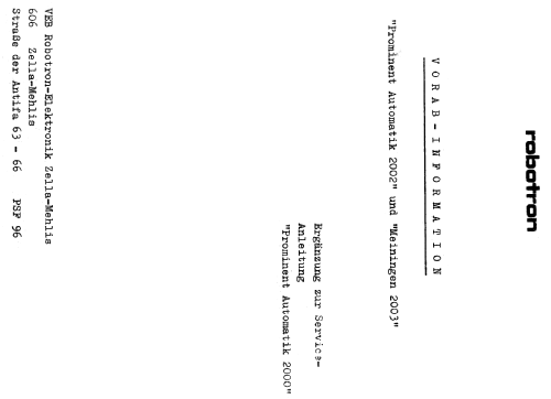 Prominent Automatik 2002; Robotron-Elektronik (ID = 1997975) Radio