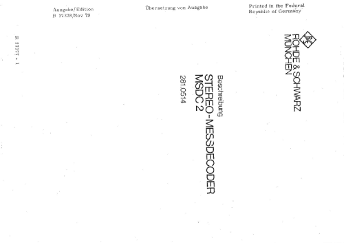 Stereomessdecoder MSDC-2 281.0514; Rohde & Schwarz, PTE (ID = 1500245) Equipment