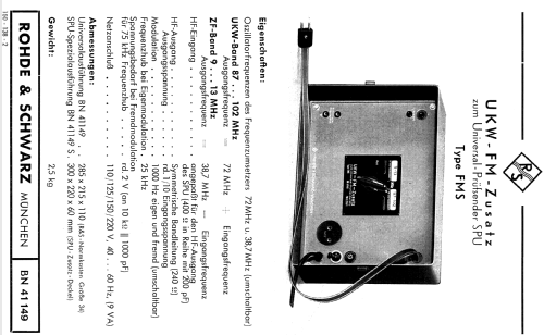 UKW-FM-Zusatz FMS BN41149 S; Rohde & Schwarz, PTE (ID = 1028037) Equipment