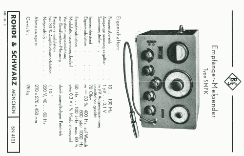 Empfänger-Prüfsender SMFK BN4121; Rohde & Schwarz, PTE (ID = 2570150) Equipment